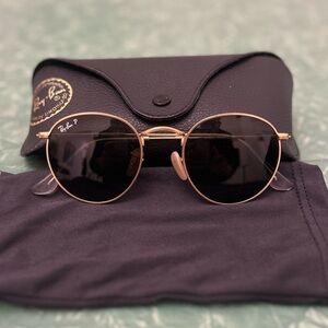 Polarized Ray-Ban gold frame circular lens unisex sunglasses